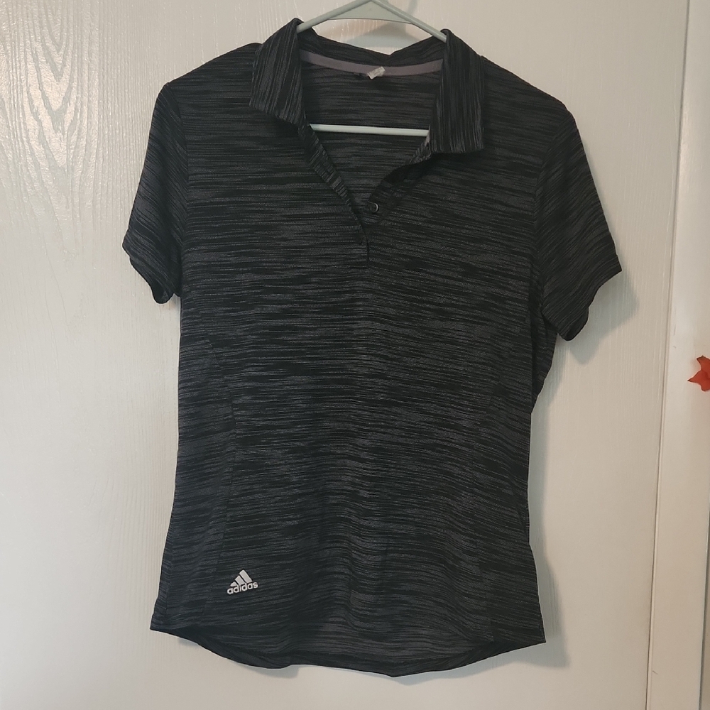 Adidas Charcoal Striped Polo Shirt